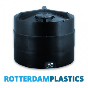 2500 Litre Round Upright Water Tank made from black Polyethylen with large screw lid