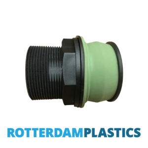 PP Push-In BSP tankdoorvoer 1 1/2" buitendraad x 1 1/4" binnendraad + FPM-ring - Chemicalien bestendig