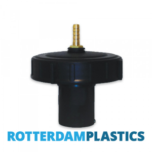 Deksel zwart 15 cm binnendraad met Vlotter 1/2 inch tbv aansluiting tuinslang