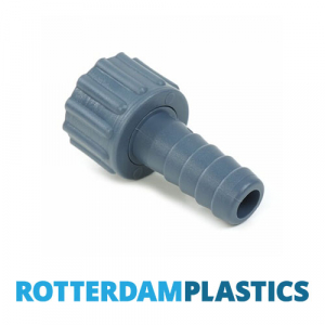 PP slangtule recht 10mm met 3/4" interne draadmoer & EPDM gasket