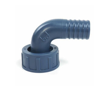 PP Hosetail 90° Bend 40mm with 1 1/2" internal thread-union nut & EPDM gasket