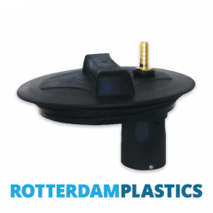 Deksel zwart 20 cm buitendraad met Vlotter 1/2 inch tbv aansluiting tuinslang