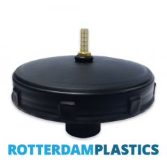 Deksel zwart 20 cm binnendraad met Vlotter 1/2 inch tbv aansluiting tuinslang