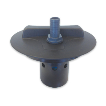 Deksel zwart 20 cm buitendraad met Vlotter 1 inch tbv aansluiting 25 mm slang