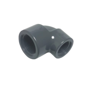 PVC Kniesok verloop 90° 3/4 inch binnendraad en 1/2 inch binnendraad