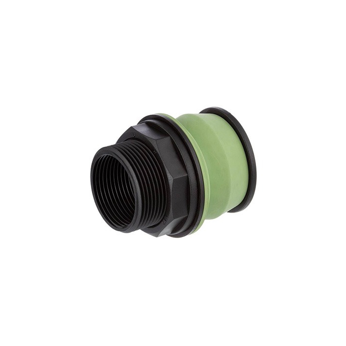Push-In BSP Fitting 2" external thread x 1 1/2" internal thread + FPM Gasket - chemical resistant